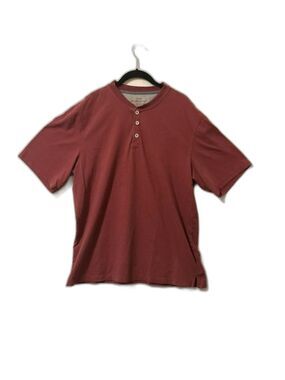 Weatherproof Vintage Henley Shirt XL Terracotta Red Short Sleeve Cotton Blend